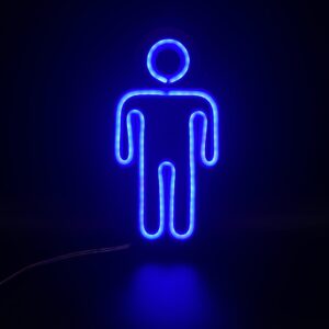 Placa Luminosa Neon Banheiro, Boneco, Fem E Masc. Wc (INDIVIDUAL) 25cm x 15cm
