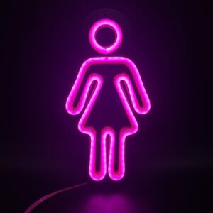 Placa Luminosa Neon Banheiro, Boneco, Fem E Masc. Wc (INDIVIDUAL) 25cm x 15cm